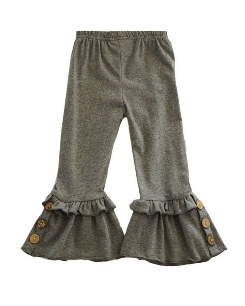 Heather  Solid Gray Ruffle Pants for girls JP Fall Kids