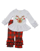 Deer appliqué plaid pants sets         XMAS