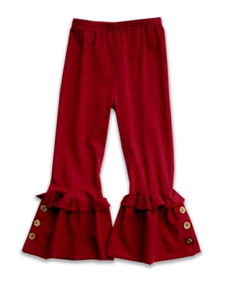 Maroon Solid Button  Pants.     JP Fall Kids