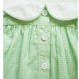 Embroidery White Green Plaid Dress        Fall Kids
