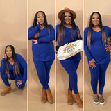 Zion Skye VDC( Long Sleeve V Neck Lounge Set) B&G ..... True to size comfy with stretch.