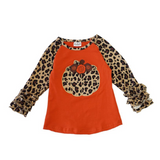 Leopard pumpkin applique shirt       Fall Kids