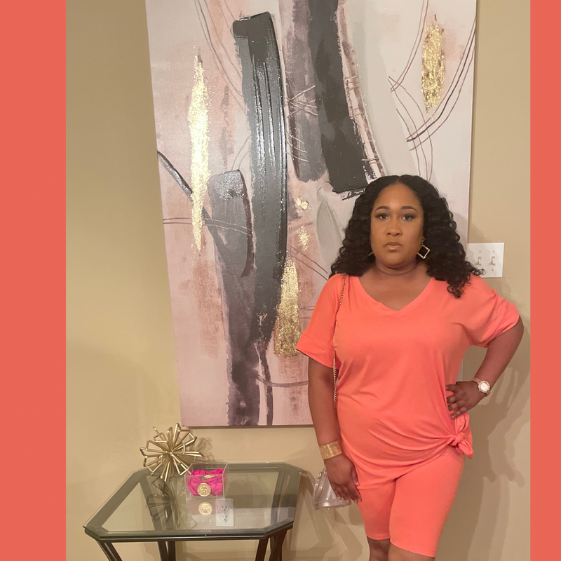 Paris In Spring time Chill- Deep Coral (Curvy)Set. SP22 FW2021