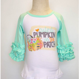 Cutest pumpkin in the patch icing sleeve raglan shirt   Fall Kids