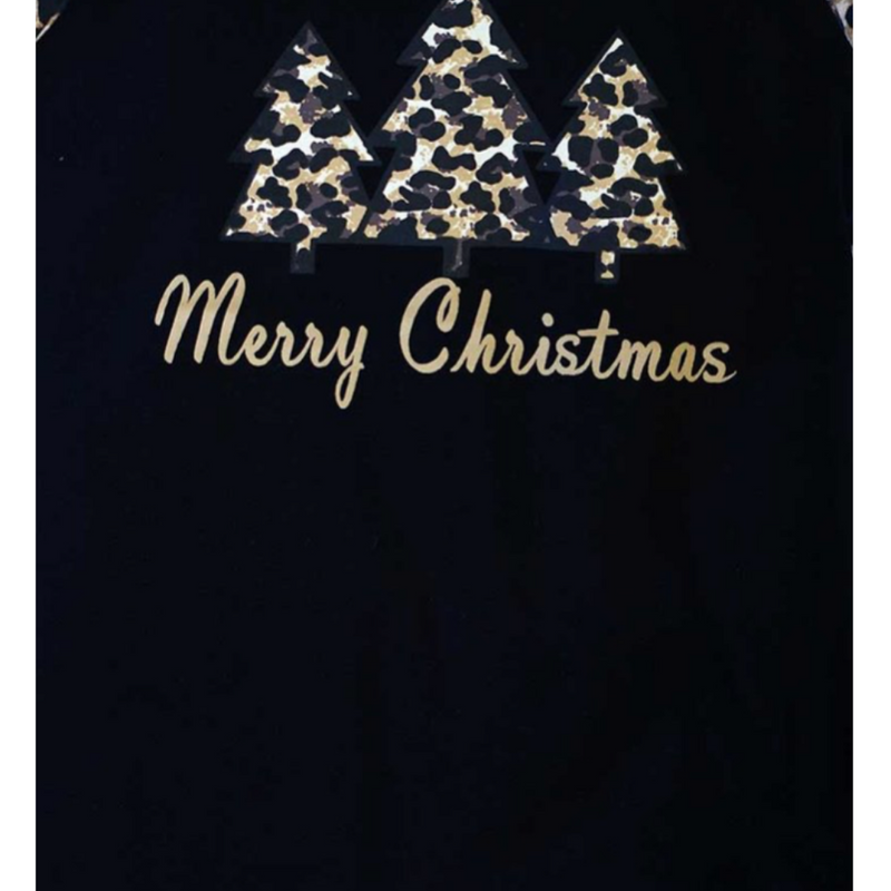 Leopard Christmas tree raglan shirt.    Xmas