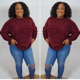 ROUND NECK BALLOON VDC SLEEVE CHENILLE SWEATER FW2021